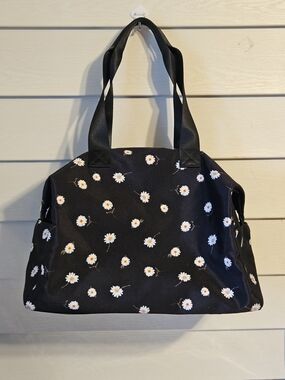 Alice & Olivia Black Daisy Print Tote Bag/Weekender Bag